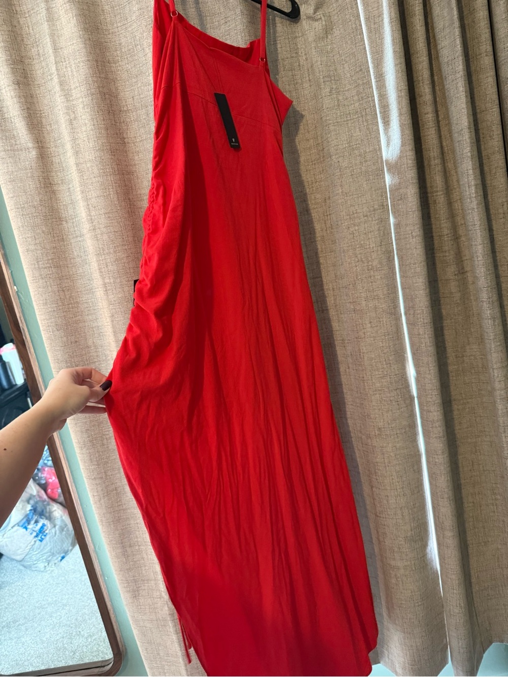 Lulu's Red Ruched Side-Slit Maxi Dress - Picture 4 of 6
